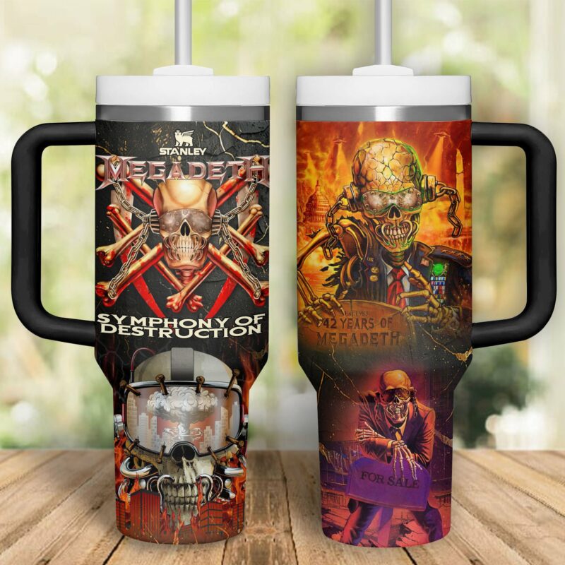 Megadeth Music Custom Stanley Quencher 40oz Stainless Steel Tumbler With Handle - Threewoofs - Image 2