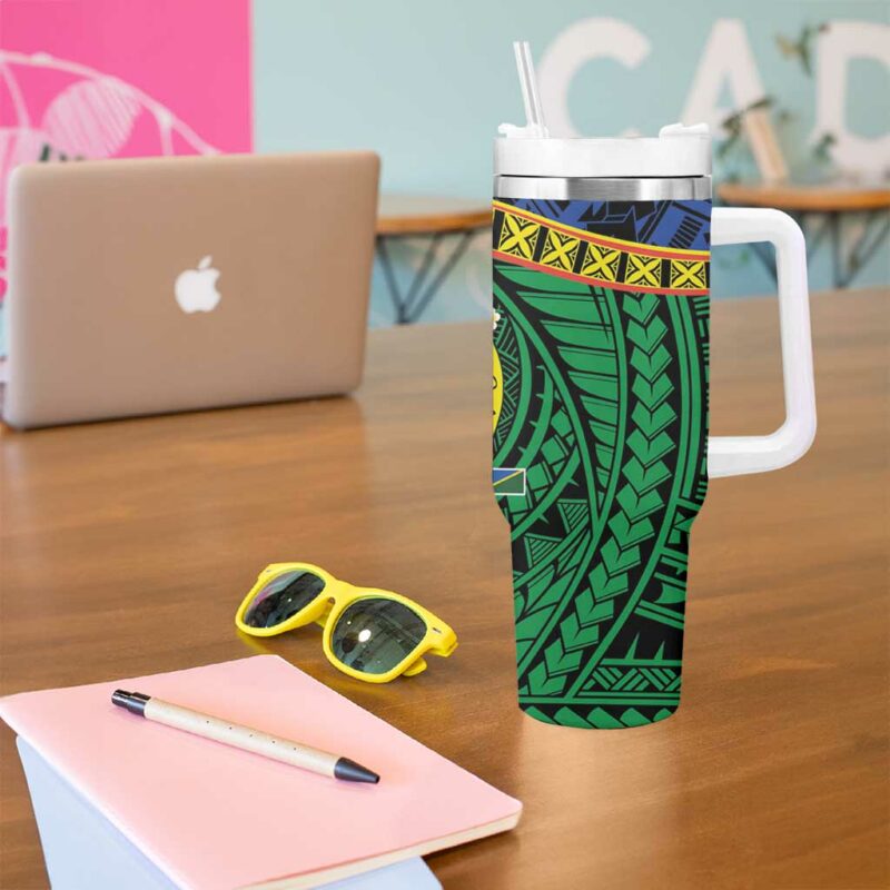 Melanesian New Caledonia Custom Stanley Quencher 40oz Stainless Steel Tumbler With Handle - Threewoofs - Image 5