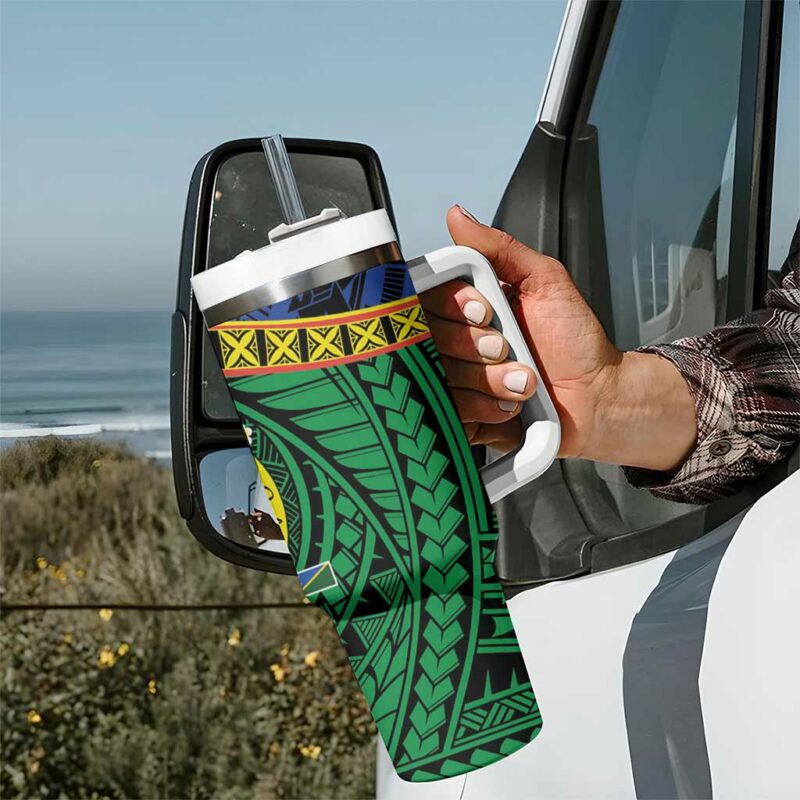 Melanesian New Caledonia Custom Stanley Quencher 40oz Stainless Steel Tumbler With Handle - Threewoofs - Image 7