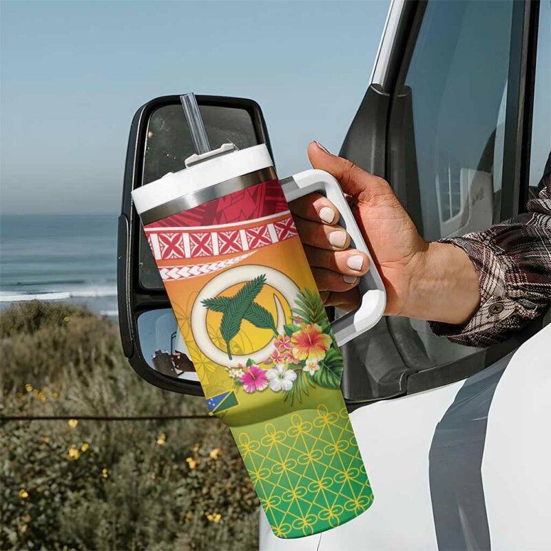 Melanesian NiVanuatu Sea Turtle with Sand Drawing Custom Stanley Quencher 40oz Stainless Steel Tumbler With Handle - Threewoofs - Image 7