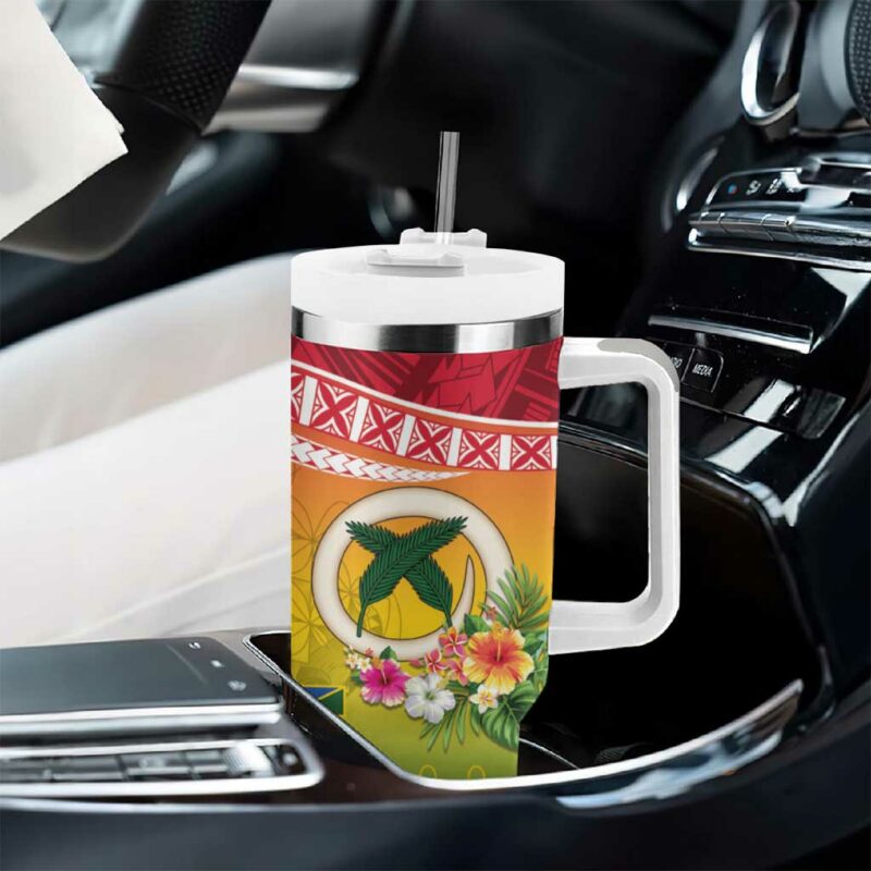 Melanesian NiVanuatu Sea Turtle with Sand Drawing Custom Stanley Quencher 40oz Stainless Steel Tumbler With Handle - Threewoofs - Image 8
