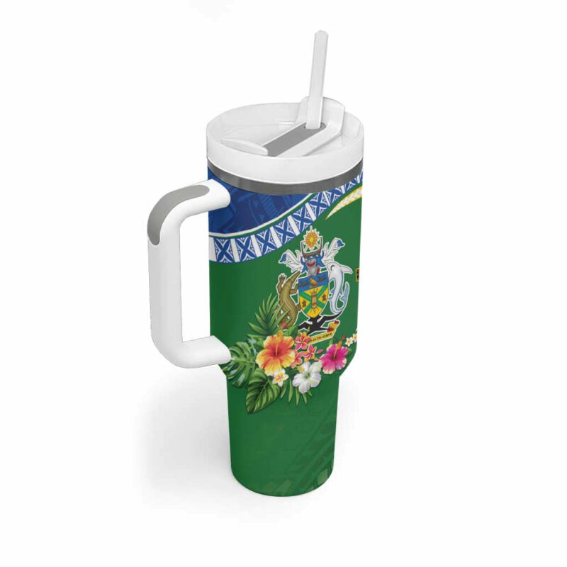 Melanesian Solomon Islands Tropical hark Tattoo Custom Stanley Quencher 40oz Stainless Steel Tumbler With Handle - Threewoofs - Image 2