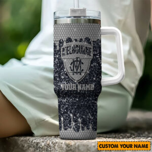 Melbourne Demons AFL Sports Glitter Custom Stanley Quencher 40oz Stainless Steel Tumbler With Handle - Threewoofs