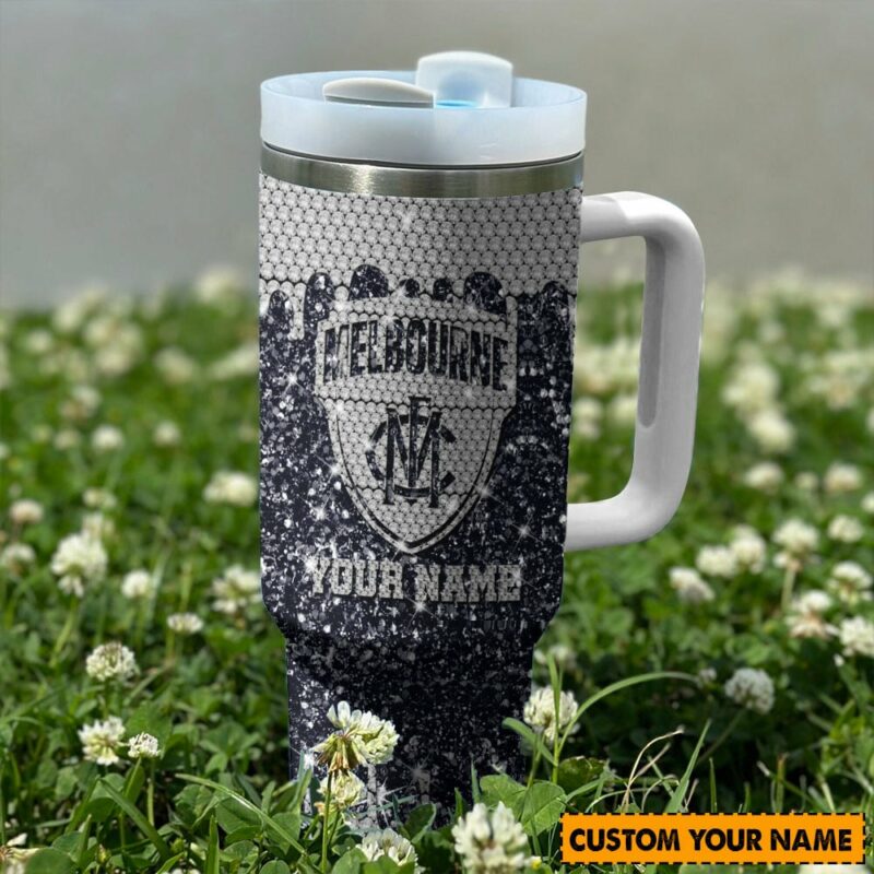 Melbourne Demons AFL Sports Glitter Custom Stanley Quencher 40oz Stainless Steel Tumbler With Handle - Threewoofs - Image 2