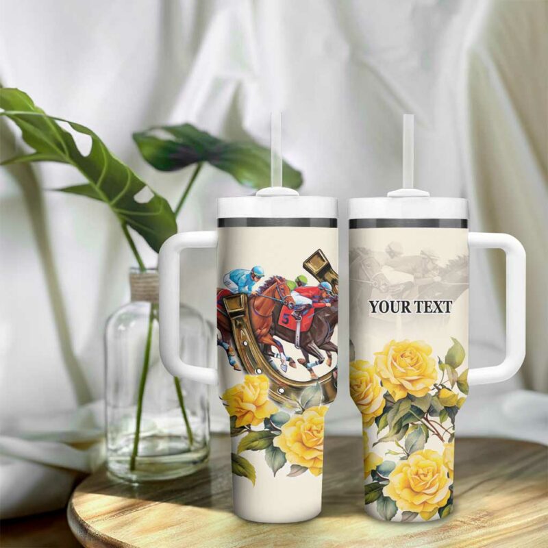 Melbourne Horse Racing Australian Horse With Yellow Roses Custom Stanley Quencher 40oz Stainless Steel Tumbler With Handle - Threewoofs - Image 9