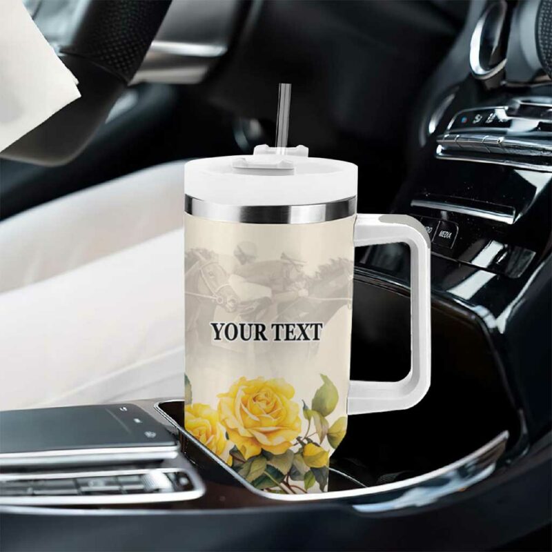 Melbourne Horse Racing Australian Horse With Yellow Roses Custom Stanley Quencher 40oz Stainless Steel Tumbler With Handle - Threewoofs - Image 8