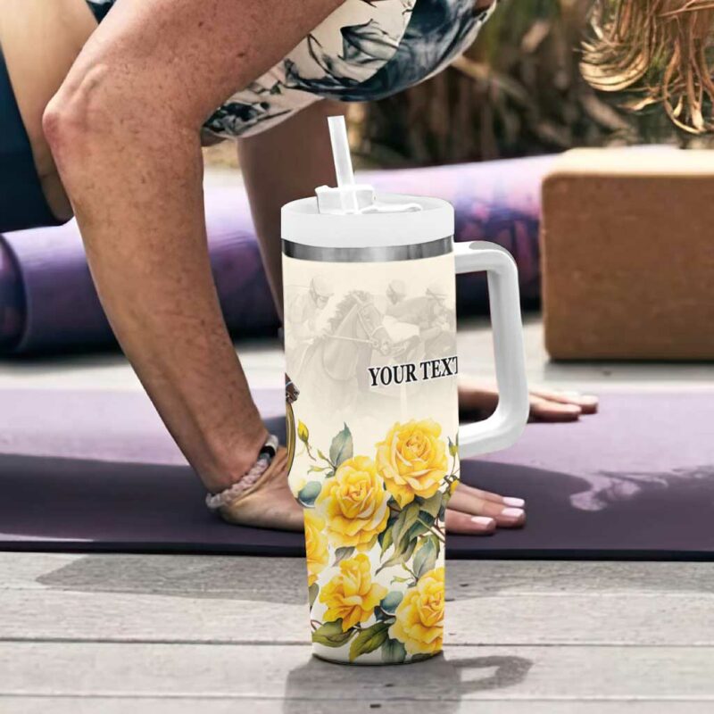 Melbourne Horse Racing Australian Horse With Yellow Roses Custom Stanley Quencher 40oz Stainless Steel Tumbler With Handle - Threewoofs - Image 6