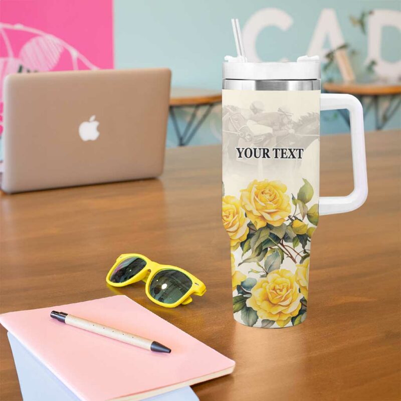 Melbourne Horse Racing Australian Horse With Yellow Roses Custom Stanley Quencher 40oz Stainless Steel Tumbler With Handle - Threewoofs - Image 5