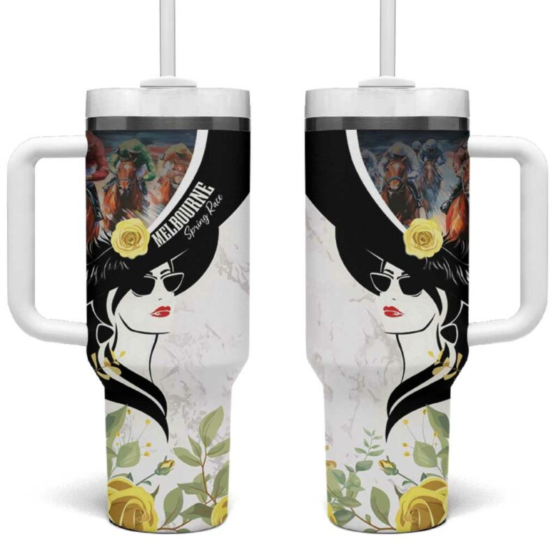 Melbourne Horse Racing Derby Day Custom Stanley Quencher 40oz Stainless Steel Tumbler With Handle - Threewoofs - Image 2