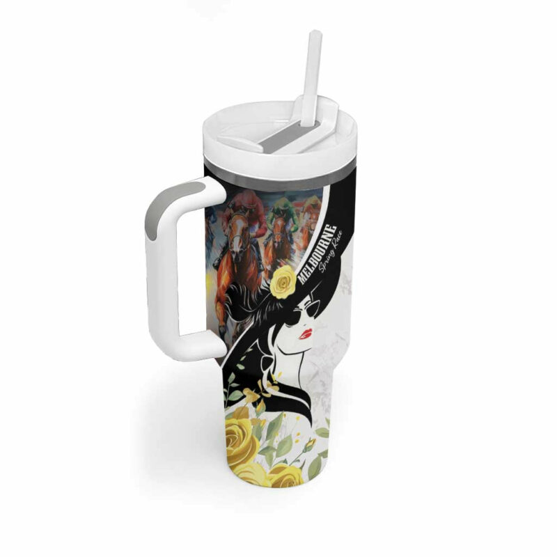 Melbourne Horse Racing Derby Day Custom Stanley Quencher 40oz Stainless Steel Tumbler With Handle - Threewoofs - Image 3