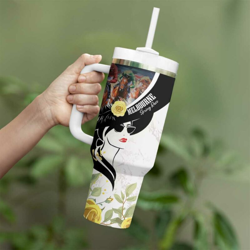 Melbourne Horse Racing Derby Day Custom Stanley Quencher 40oz Stainless Steel Tumbler With Handle - Threewoofs - Image 4