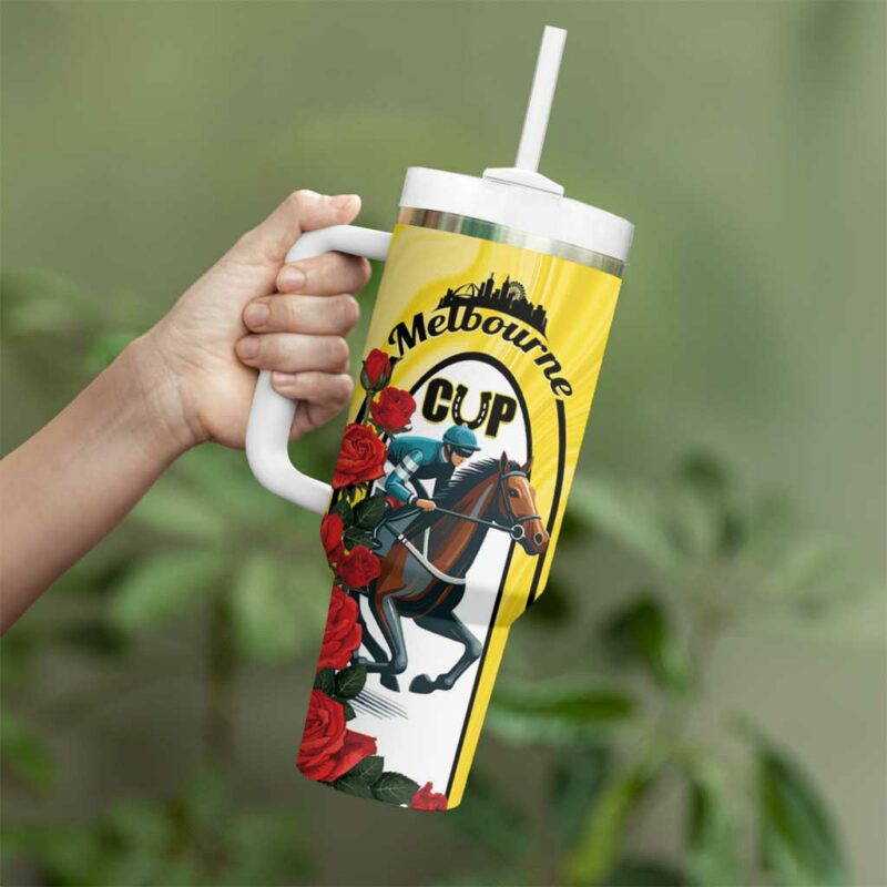 Melbourne Horse Racing The Race That Stops The Nation Custom Stanley Quencher 40oz Stainless Steel Tumbler With Handle - Threewoofs - Image 4