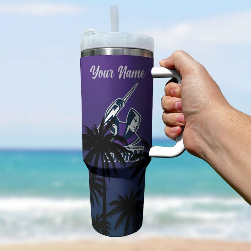 Melbourne Storm NRL Sports Glitter Custom Stanley Quencher 40oz Stainless Steel Tumbler With Handle - Threewoofs - Image 4