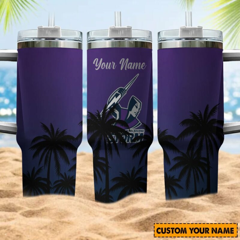 Melbourne Storm NRL Sports Glitter Custom Stanley Quencher 40oz Stainless Steel Tumbler With Handle - Threewoofs - Image 2