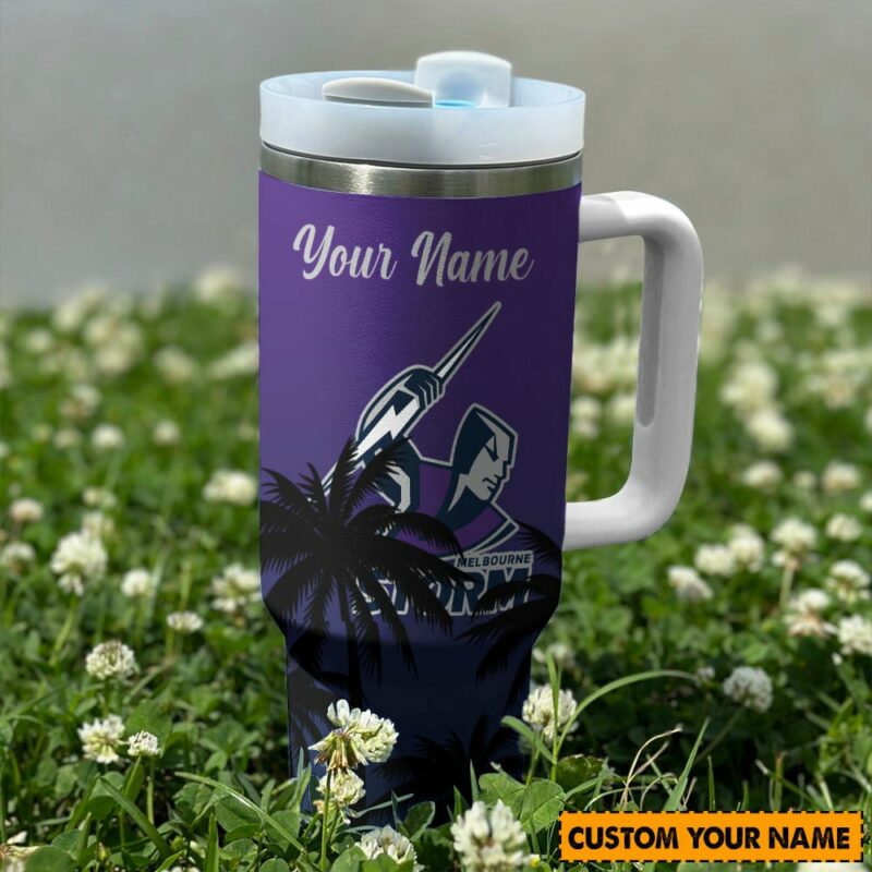 Melbourne Storm NRL Sports Glitter Custom Stanley Quencher 40oz Stainless Steel Tumbler With Handle - Threewoofs - Image 3