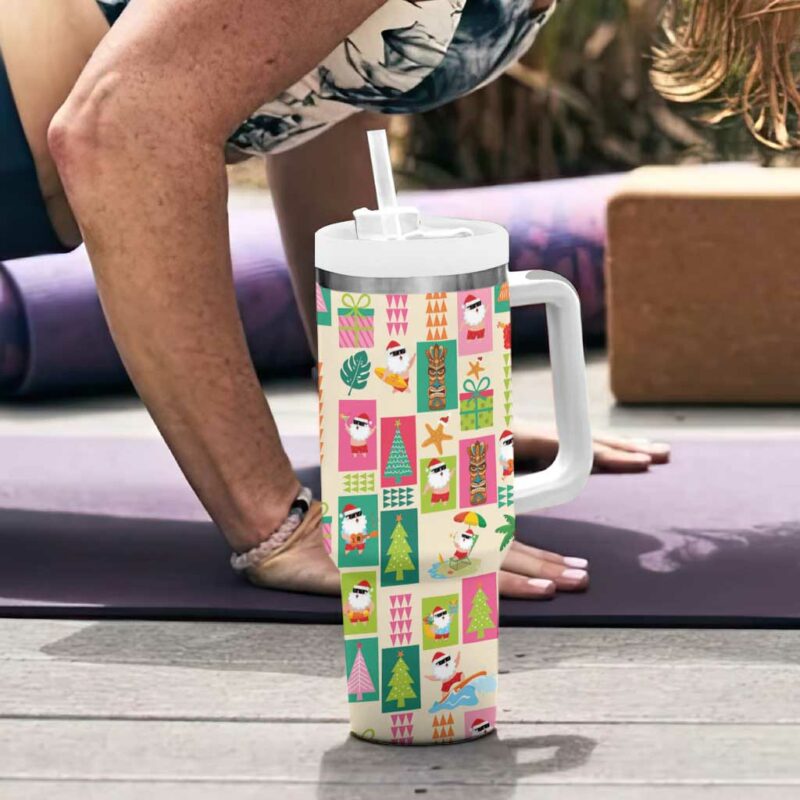 Mele Kalikimaka Hawaii Christmas Funny Santan Hippie Custom Stanley Quencher 40oz Stainless Steel Tumbler With Handle - Threewoofs - Image 6
