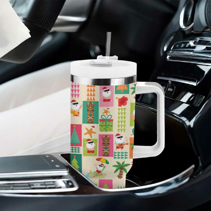 Mele Kalikimaka Hawaii Christmas Funny Santan Hippie Custom Stanley Quencher 40oz Stainless Steel Tumbler With Handle - Threewoofs - Image 8