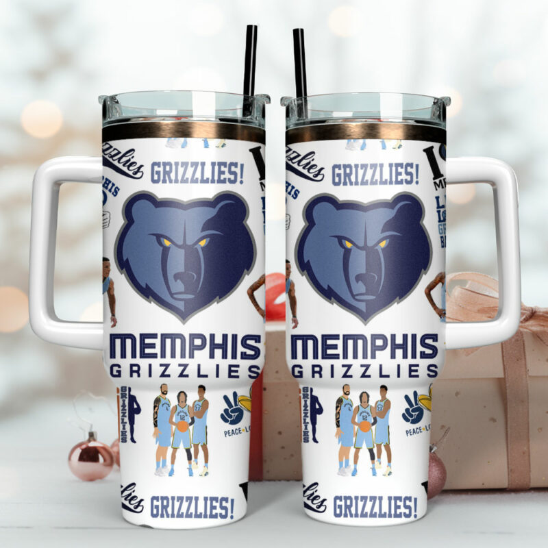 Memphis Grizzlies NBA Sports Custom Stanley Quencher 40oz Stainless Steel Tumbler - Threewoofs - Image 3