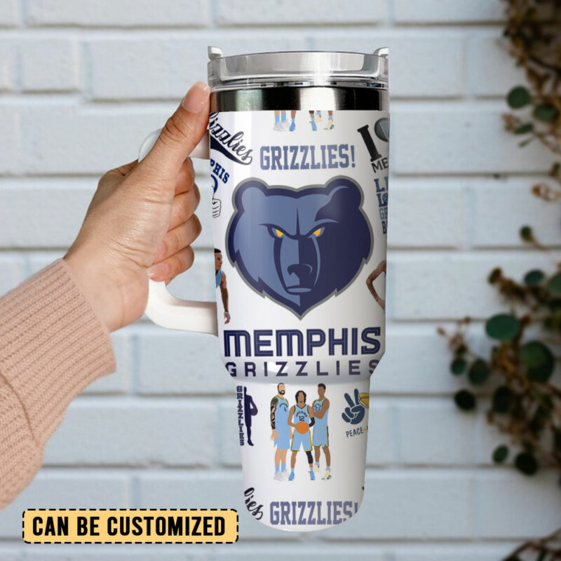 Memphis Grizzlies NBA Sports Custom Stanley Quencher 40oz Stainless Steel Tumbler - Threewoofs - Image 4