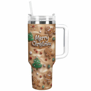 Merry & Bright Christmas Custom Stanley Quencher 40oz Stainless Steel Tumbler With Handle - Threewoofs