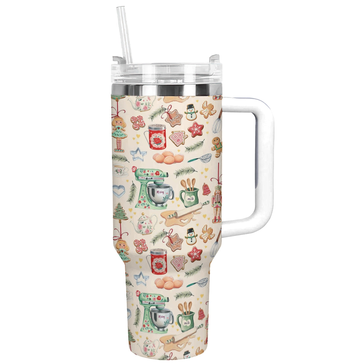 Merry Mixer Christmas Custom Stanley Quencher 40oz Stainless Steel Tumbler With Handle - Threewoofs