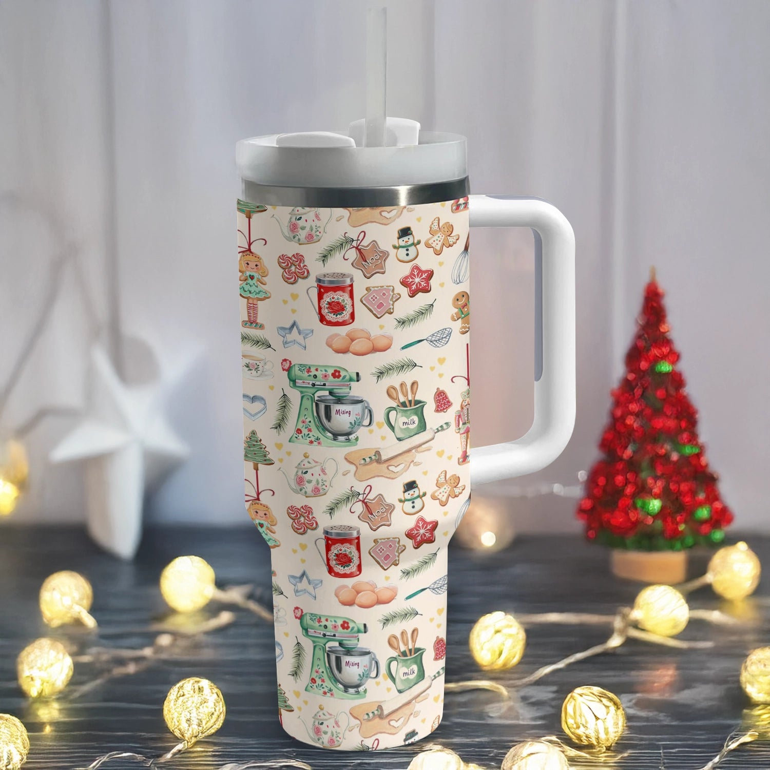 Merry Mixer Christmas Custom Stanley Quencher 40oz Stainless Steel Tumbler With Handle - Threewoofs - Image 2