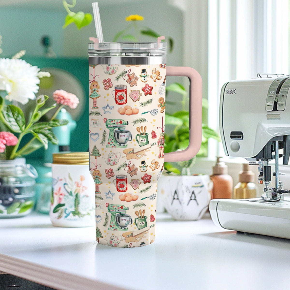 Merry Mixer Christmas Custom Stanley Quencher 40oz Stainless Steel Tumbler With Handle - Threewoofs - Image 3