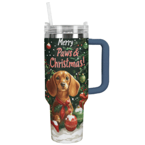 Merry Paws Christmas Custom Stanley Quencher 40oz Stainless Steel Tumbler With Handle - Threewoofs