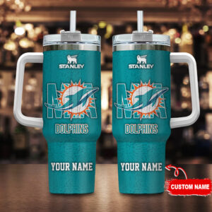 Custom Miami Dolphins Tumbler with Handle - Personalized Gift for Fans
