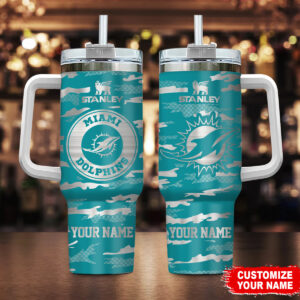 Custom Miami Dolphins Stanley Tumbler with Handle & Straw - Personalized Gift