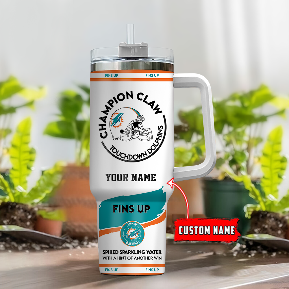 Custom Miami Team Fan Mug with Straw - Personalized Name & Logo - Image 2