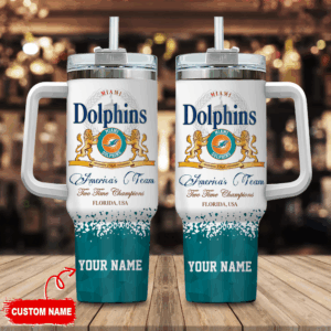 Custom Miami Dolphins Tumbler Mug - Personalized Name, Perfect Gift for Fans