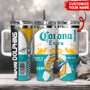 Customizable Miami Dolphins Corona Extra Tumbler Mug - Personalize Your Drinkware!