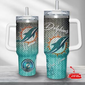 Custom Miami Dolphins Tumbler - Personalized Name & Logo Design