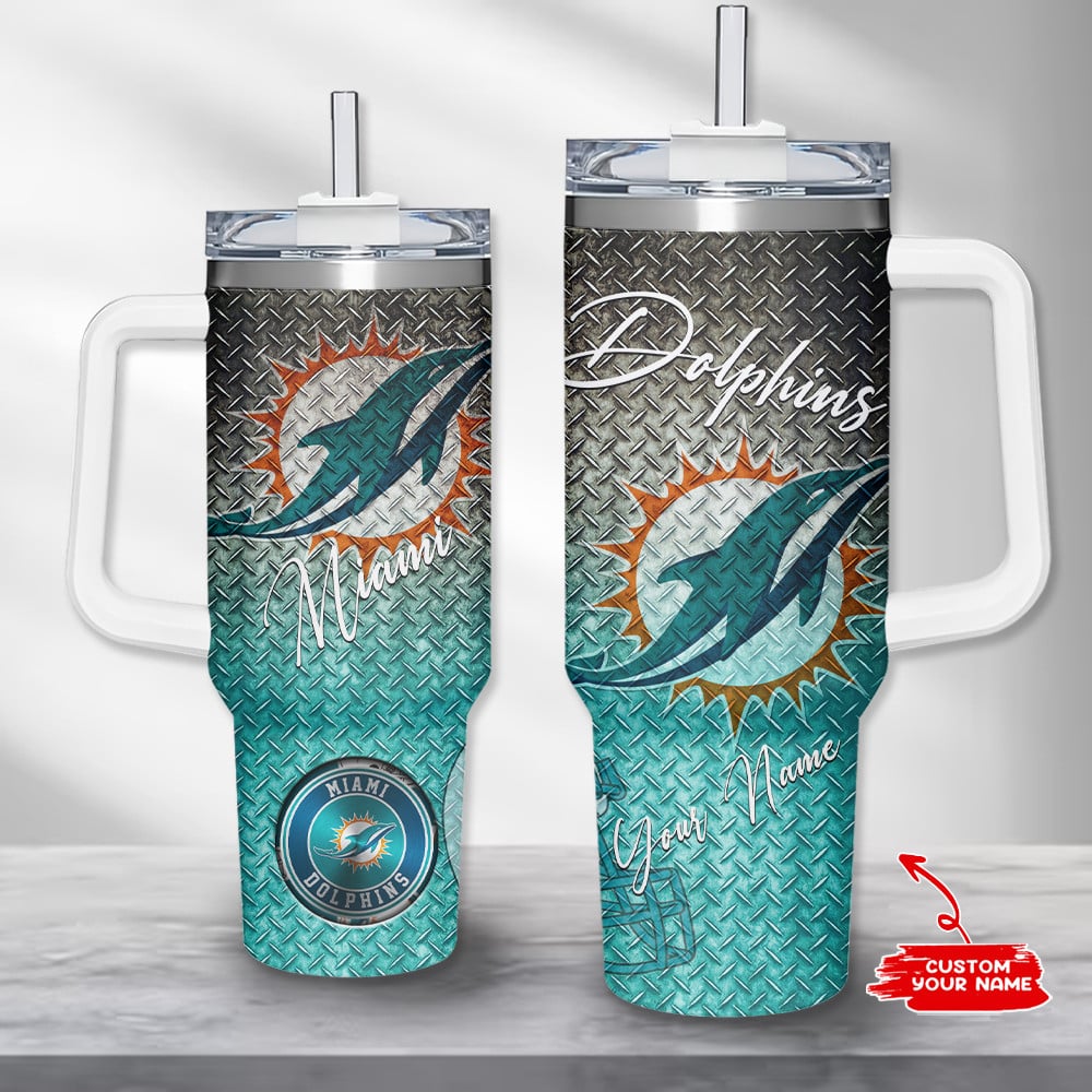 Custom Miami Dolphins Tumbler - Personalized Name & Logo Design