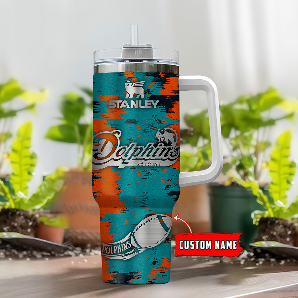Custom Miami Dolphins Tumbler - Personalized NFL Fan Gift with Name - Image 2
