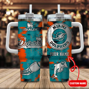 Custom Miami Dolphins Tumbler - Personalized NFL Fan Gift with Name