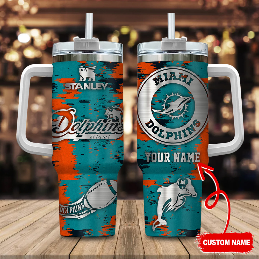 Custom Miami Dolphins Tumbler - Personalized NFL Fan Gift with Name