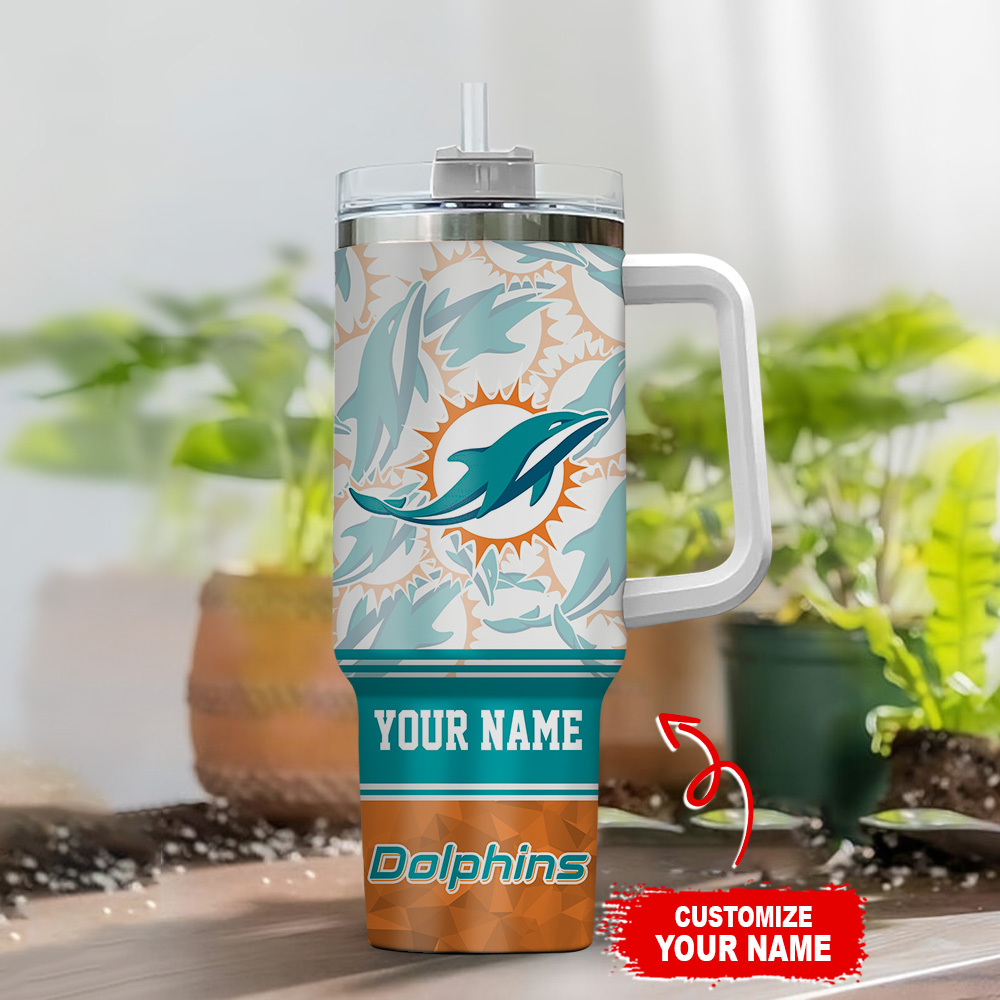 Personalized Dolphins Tumbler with Handle - Custom Name Insulated Travel Mug - Image 2