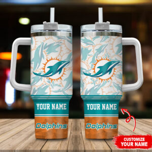 Personalized Dolphins Tumbler with Handle - Custom Name Insulated Travel Mug