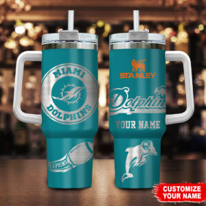 Custom Miami Dolphins Stanley Mug - Personalized NFL Fan Gift