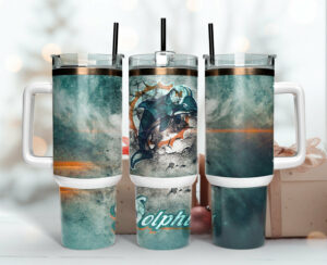 Ocean-Themed Insulated Tumbler with Handle & Straw - 40oz