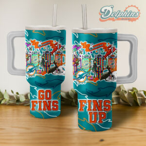 Vibrant Dolphins Fan Tumbler with Handle - Go Fins! Perfect for Game Day