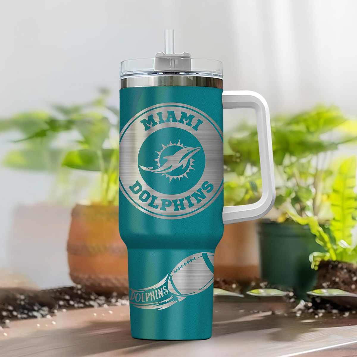 Custom Miami Dolphins Stanley Mug - Personalized NFL Fan Gift - Image 2