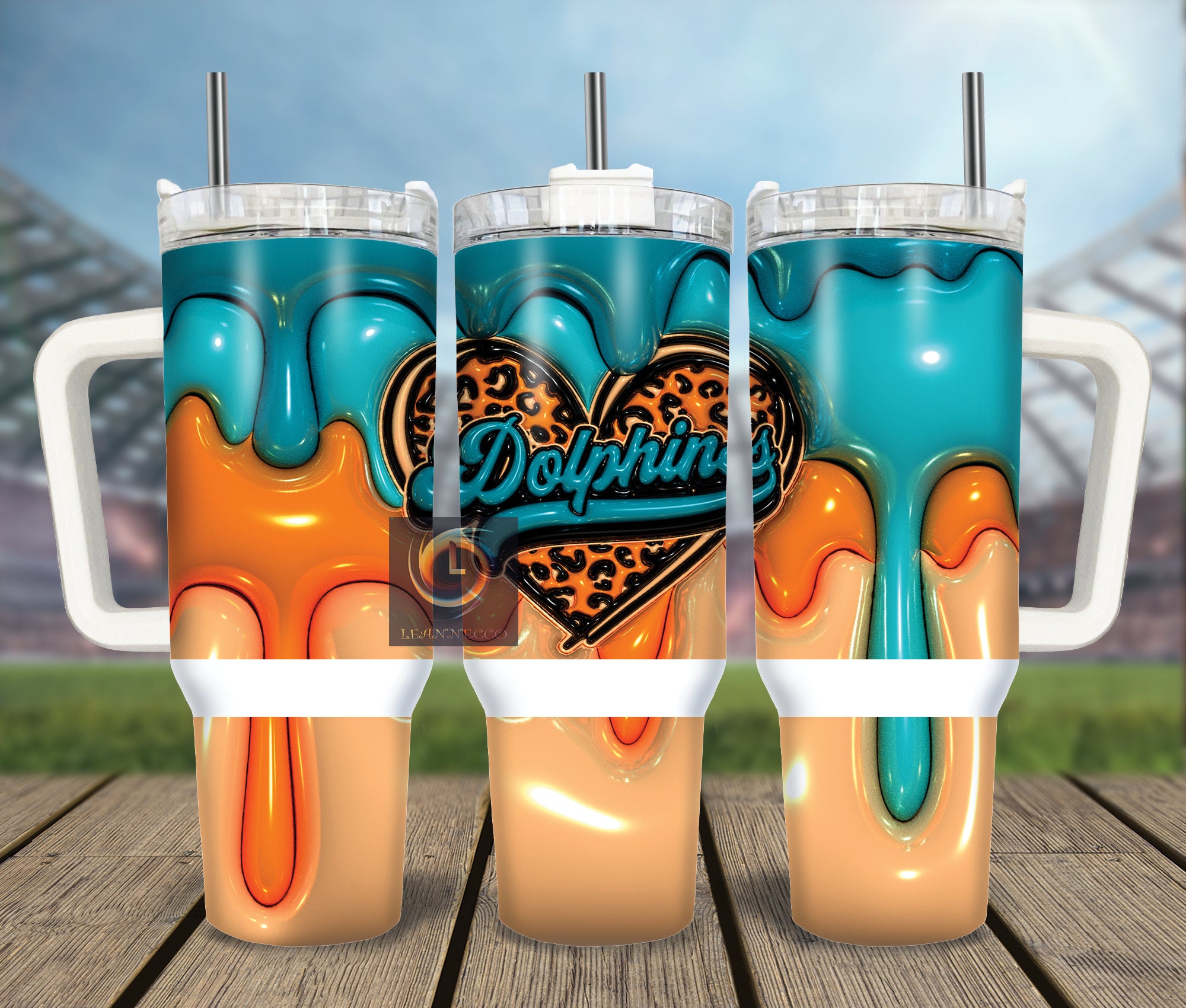 Vibrant Dolphin Tumbler with Handle & Straw - Perfect for On-the-Go