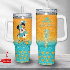 Custom Name Miami Dolphins Tumbler with Mickey Design - Perfect Gift!