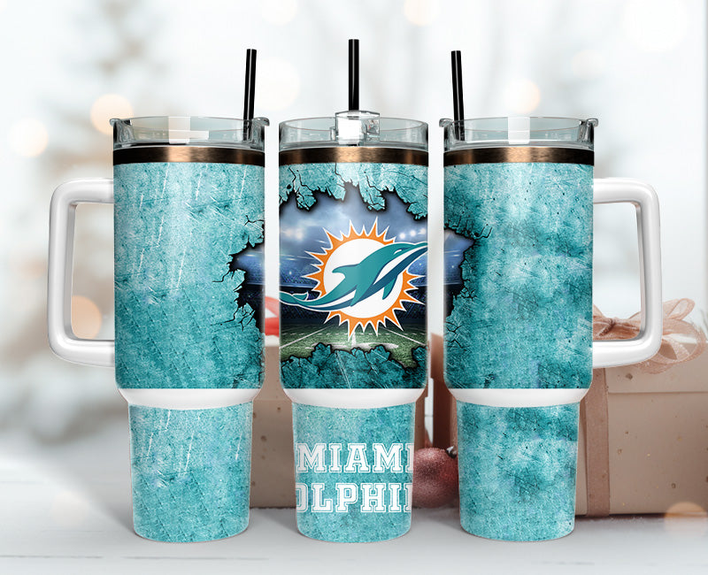 Miami Dolphins Insulated Tumbler Mug - Keep Drinks Hot or Cold