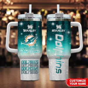 Customizable Dolphins Tumbler - Personalized Stanley Cup with Handle & Straw
