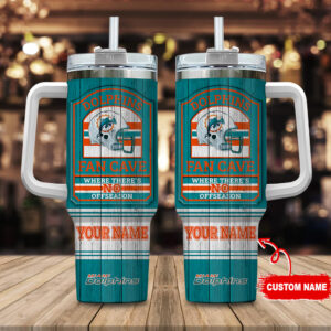 Custom Name Dolphins Fan Cave Tumbler - Perfect Gift for Football Fans!