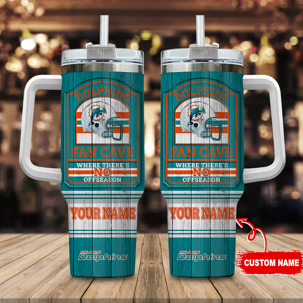 Custom Name Dolphins Fan Cave Tumbler - Perfect Gift for Football Fans!